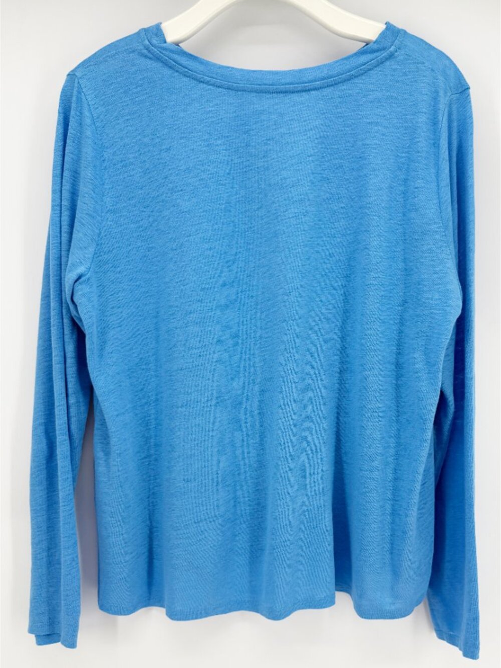 EILEEN FISHER Organic Linen Jersey LSV Tee Easy Fit, Basic Length Azure M - Picture 2 of 7